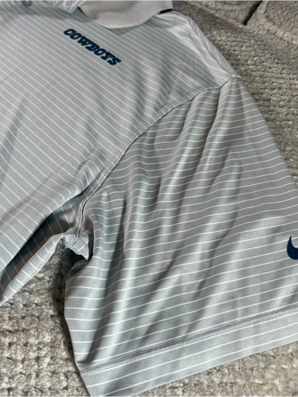 Dallas Cowboys Nike Dri-Fit Men's XXL Gray Pinstripe Polo Shirt - Picture 4 of 7